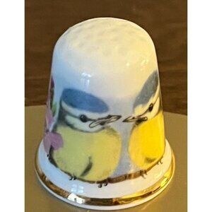 Renaissance Bone China Thimble with Birds